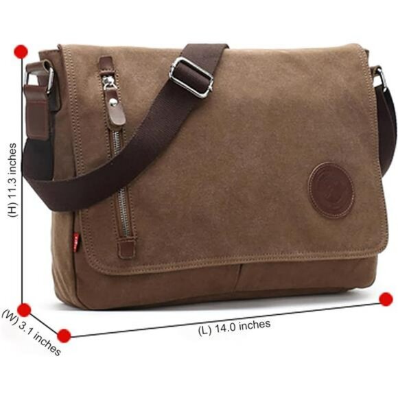 Vintage Canvas Messenger Bag Laptop Shoulder Satchel Unisex Crossbody Bookbag - Picture 2 of 8